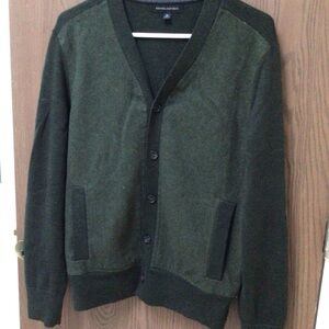 Banana Republic Dark Green Wool Cardigan Sweater Bavarian loden front, sz M